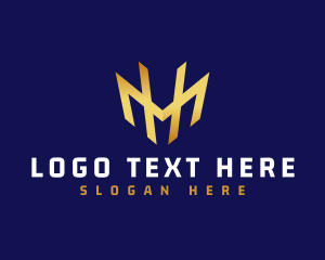 Edgy - Golden Crown Letter M logo design