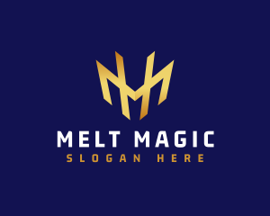 Golden Crown Letter M logo design