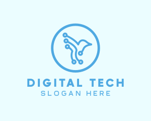 Digital Tech Hummingbird logo design