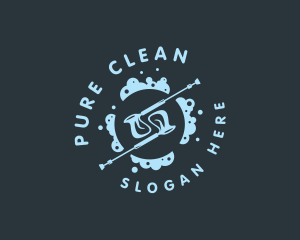 Cleaning Pressure Washer Bubbles logo design