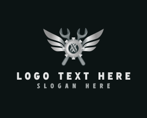 Workshop - Wrench Cog Wings logo design