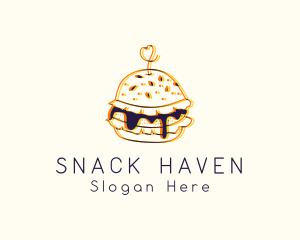 Hamburger Sandwich Snack logo design