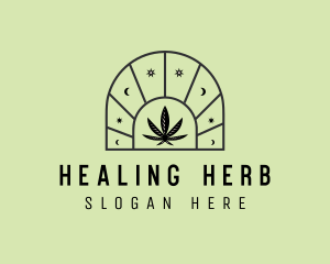 Medicinal - Cosmic Marijuana Leaf logo design