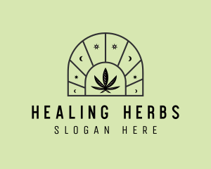 Medicinal - Cosmic Marijuana Leaf logo design