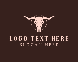 Horns - Wild Western Bull Skull logo design