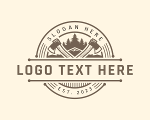 Mountain - Axe Woodcutting Carpenter logo design