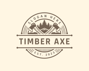 Axe Woodcutting Carpenter logo design