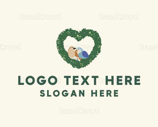 Heart Wreath Lovebirds Logo