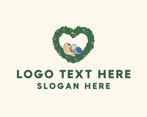Swallow - Heart Wreath Lovebirds logo design