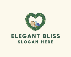 Morning - Heart Wreath Lovebirds logo design