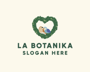 Love Bird - Heart Wreath Lovebirds logo design