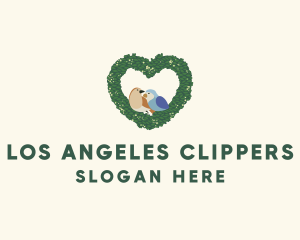 Forest - Heart Wreath Lovebirds logo design