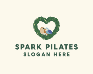 Forest - Heart Wreath Lovebirds logo design