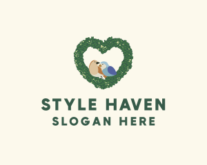 Swift - Heart Wreath Lovebirds logo design