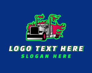 Neon - Flame Freight Truck logo design