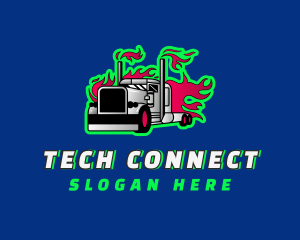 Neon - Flame Freight Truck logo design