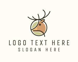 Wildlife - Simple Reindeer Monoline logo design