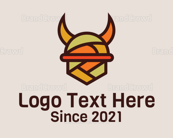 Multicolor Viking Helmet Logo