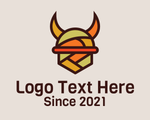 Online Games - Multicolor Viking Helmet logo design