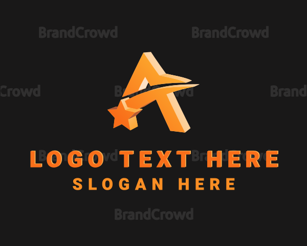 3D Star Multimedia Letter A Logo