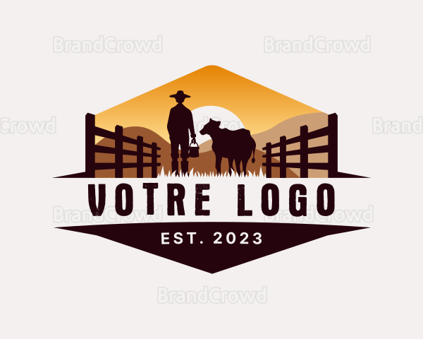 Dairy Cattle Farmer Livestock Logo