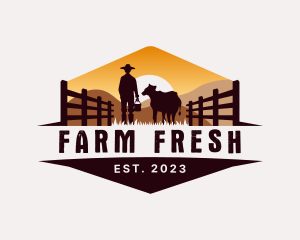 Dairy Cattle Farmer Livestock logo design