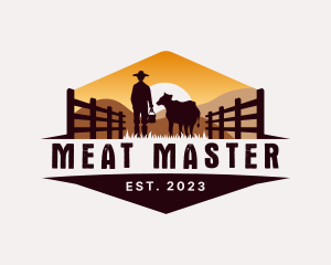 Dairy Cattle Farmer Livestock logo design