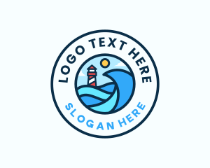 Travel Agency - Ocean Wave Lighthouse logo design