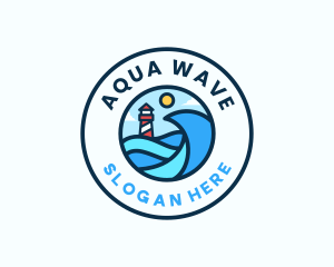 Ocean Wave Lighthouse logo design