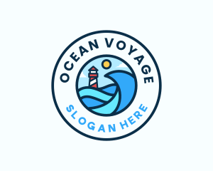 Ocean Wave Lighthouse logo design