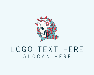 Mexican - Floral Skull Hoodie logo design