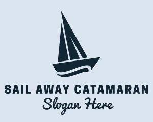 Catamaran - Blue Yacht Sailboat logo design