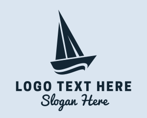 Boat - Blue Yacht Sailboat logo design