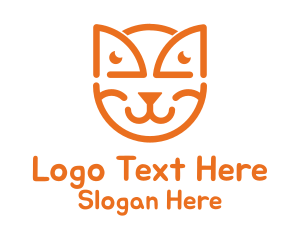 Pussycat - Orange Cat Outline logo design