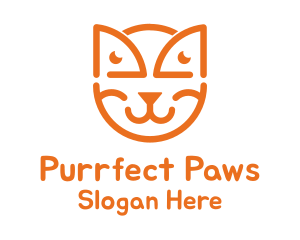 Orange Cat Outline logo design