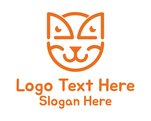 Cat Grooming - Orange Cat Outline logo design