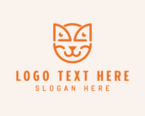 Veterinarian - Orange Cat Outline logo design