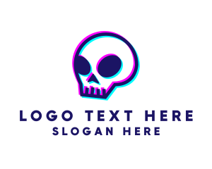 Spooky - Scary Skull Glitch logo design