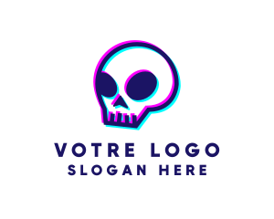Scary Skull Glitch Logo