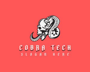 Skull Cobra Snake logo design