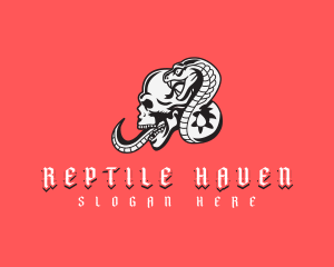 Skull Cobra Snake logo design