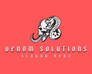 Skull Cobra Snake logo design