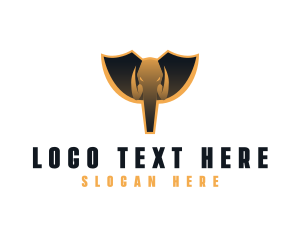 Gold - Elephant Shield Animal logo design