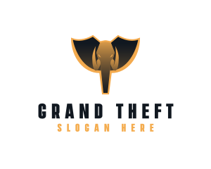 Elephant Shield Animal Logo