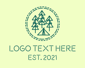 Tent - Pine Forest Campsite logo design