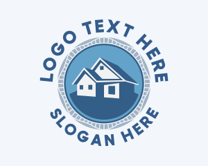 Roofing - Modern House Badge logo design