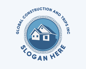 Roof Services - Modern House Badge logo design