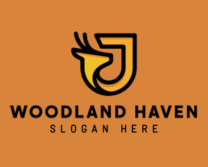 Woodland - Deer Animal Letter J logo design