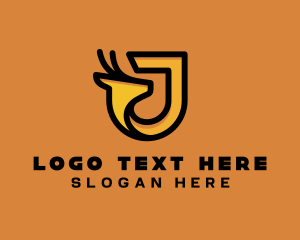 Deer Animal Letter J  logo design