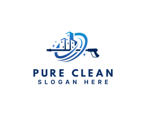 Pressure Washer Building Cleaning logo design